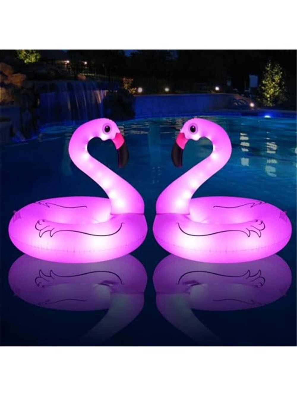 Inflatable Flamingo Pool Float Solar Lights 42 Inch Adult Swimming Ring Raft